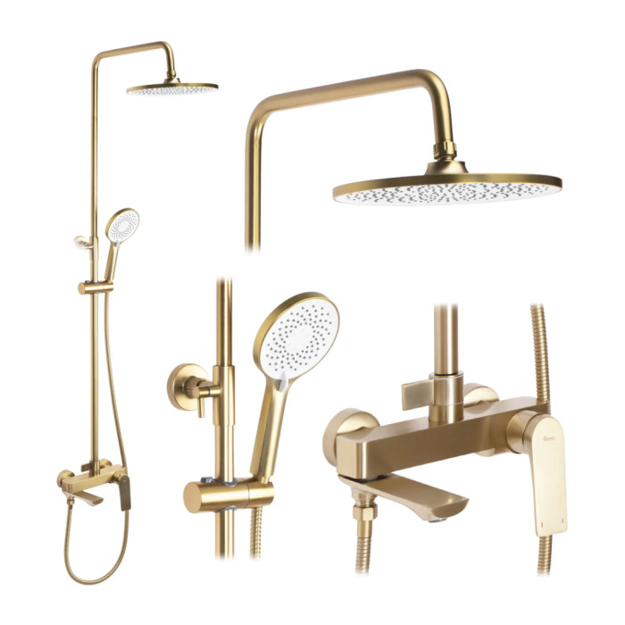 Душовий гарнітур REA AVALON BRUSHED GOLD матове золото з виливом (REA-P2400)