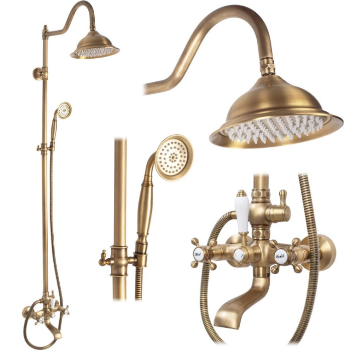 Душовий гарнітур REA BERGAMO ANTIQUE BRONZE з виливом (REA-P5002)