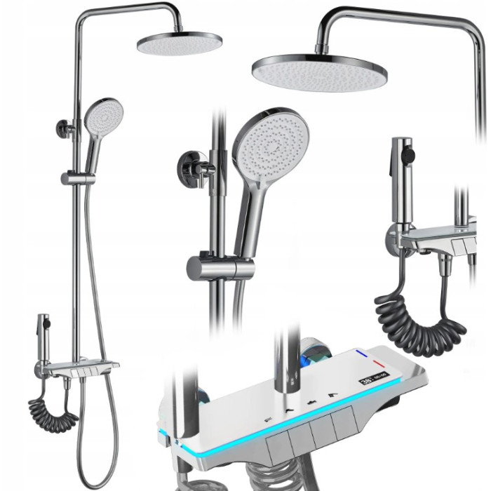 Душевой гарнитур REA SAVIO LED CHROME с термостатом (REA-P8544)