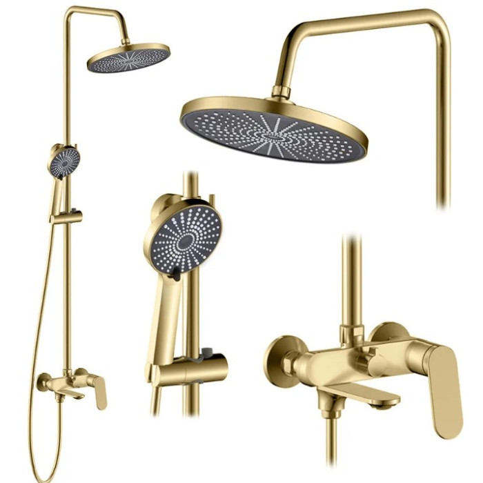 Душевой гарнитур REA MARCO BRUSHED GOLD с изливом (REA-P8548)