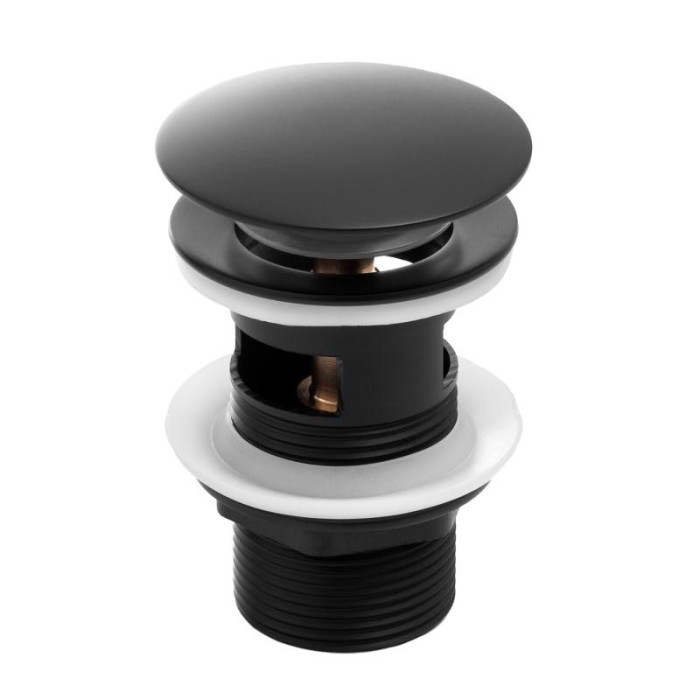 Донний клапан для раковини YOKA CLICK-CLACK BLACK з переливом (BK.POP-14-ZP-BLK)