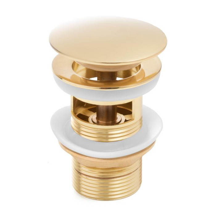 Донный клапан для раковины YOKA CLICK-CLACK GOLD с переливом * (BK.POP-14-ZP-GLD)