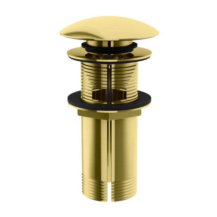 Донный клапан для раковины KOHLMAN CLICK-CLACK BRUSHED GOLD с переливом * (KOREK EGDB)