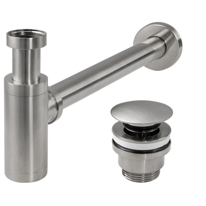 Сифон для раковины REA NICKEL BRUSHED универсальный + CLICK-CLACK * (REA-A4400)