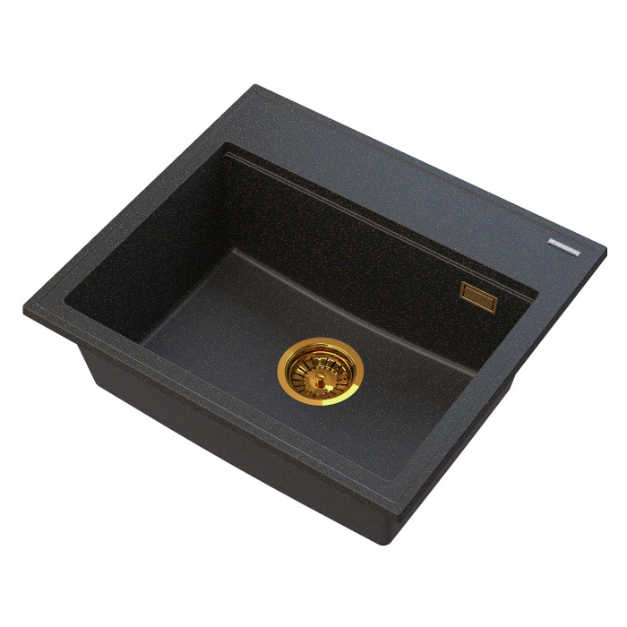 Кухонна мийка GRANITAN FOXAL BLACK чорна із золотим вкрапленням * (FOXAL GOLD)