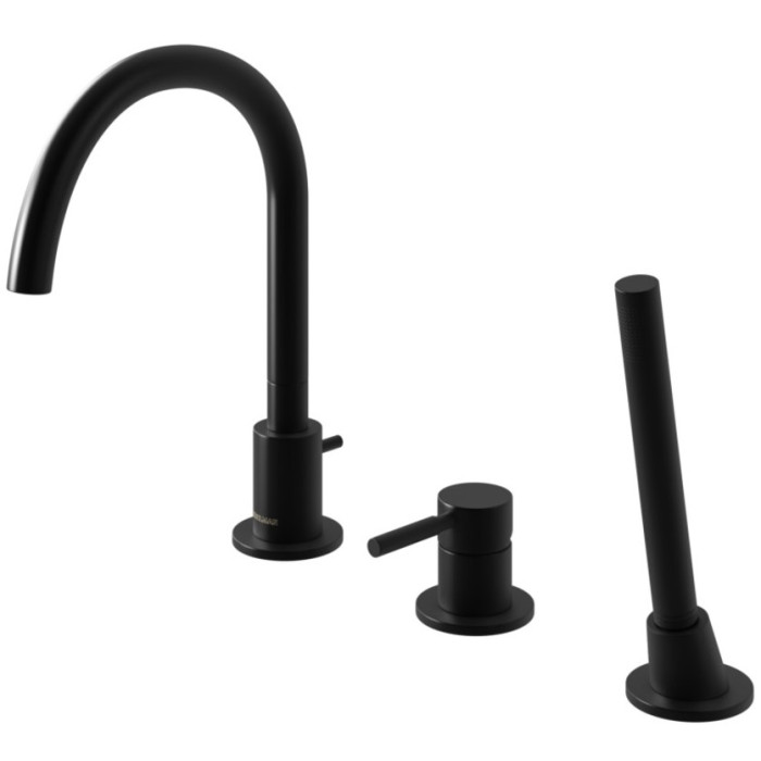 Смеситель для ванны KOHLMAN ROXIN BLACK на борт ванны * (QB241RB)