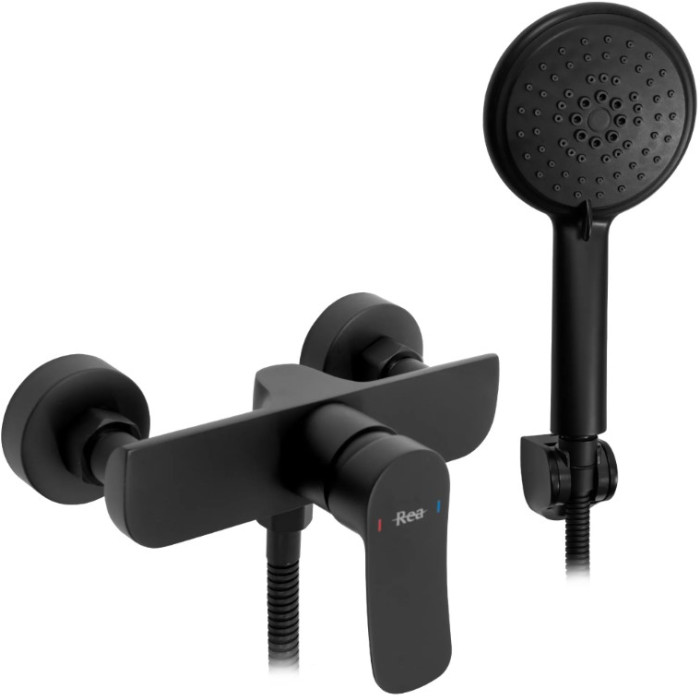 Смеситель для ванны и душа REA DART BLACK настенный без излива (REA-B3302)