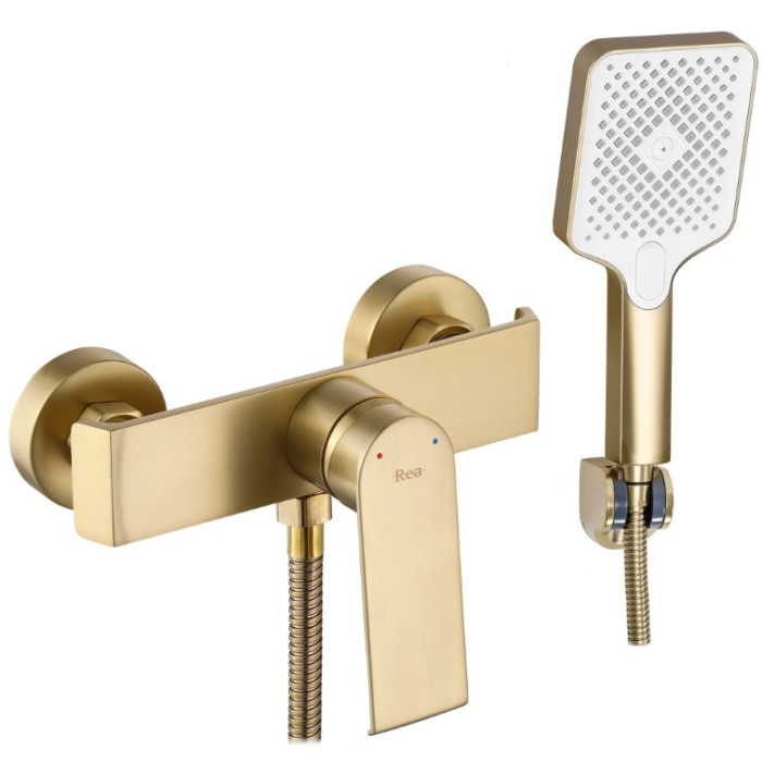 Смеситель для ванны и душа REA HASS BRUSHED GOLD настенный без излива (REA-B6403)