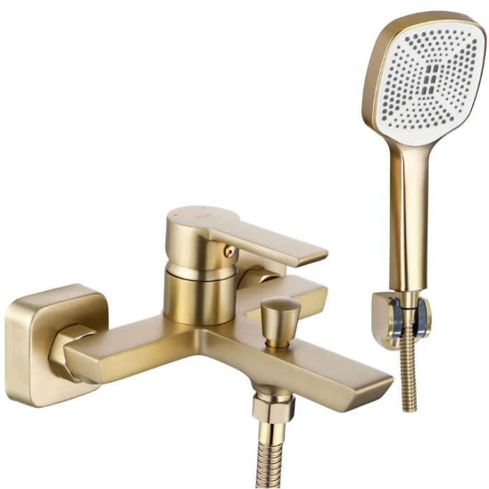 Смеситель для ванны и душа REA ARGUS BRUSHED GOLD настенный с изливом (REA-B6414)