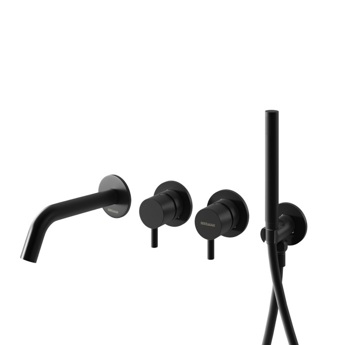 Змішувач для ванни та душу KOHLMAN AXEL BLACK + BOX прихованого монтажу (QW260AB+QW230RB)