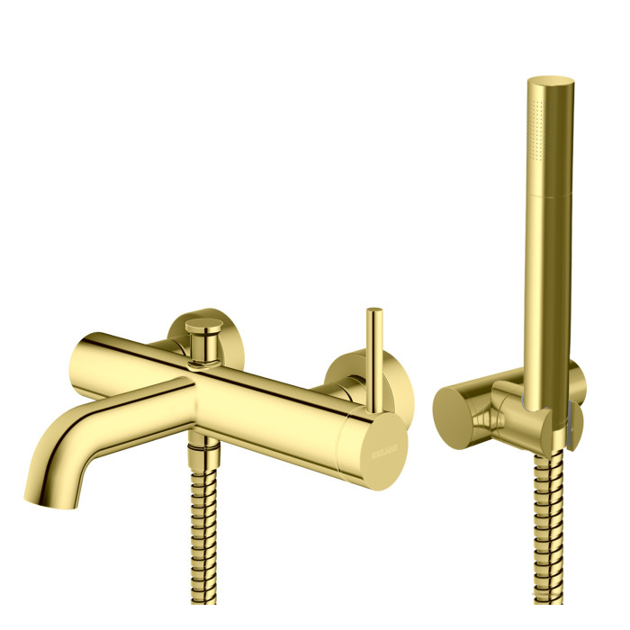 Смеситель для ванны и душа KOHLMAN AXEL GOLD настенный с изливом (KPL-QW110AGD)