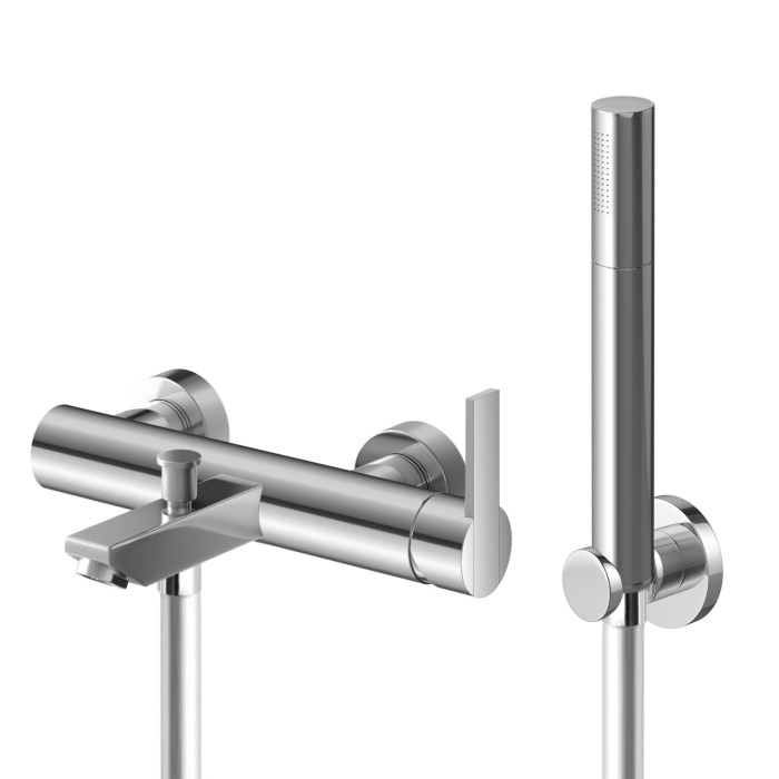 Смеситель для ванны и душа KOHLMAN GIXS CHROME настенный с изливом  (KPL-QW110G)
