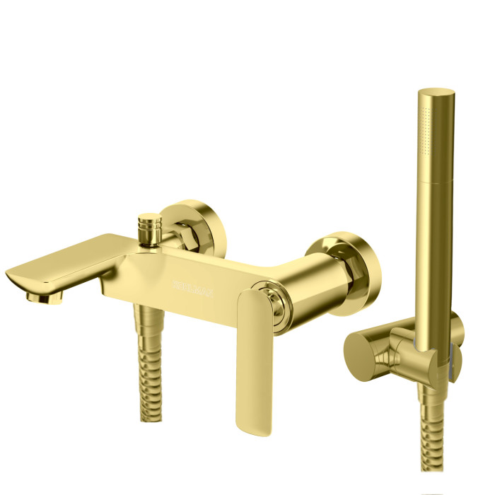 Змішувач для ванни та душу KOHLMAN EXPERIENCE GOLD настінний з виливом (KPL-QW110EGD)