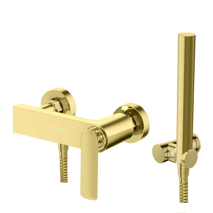 Смеситель для ванны и душа KOHLMAN EXPERIENCE BRUSHED GOLD настенный без излива (KPL-QW120EGDB)