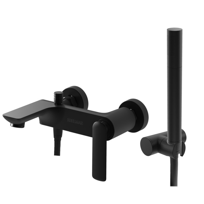 Змішувач для ванни та душу KOHLMAN EXPERIENCE BLACK MATT настінний з виливом (KPL-QW110EB)
