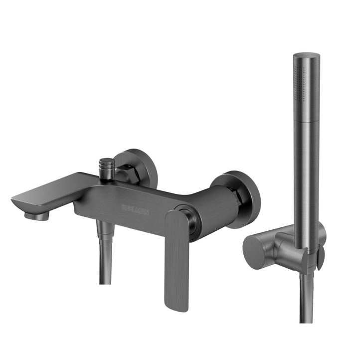 Змішувач для ванни та душу KOHLMAN EXPERIENCE GRAPHITE настінний з виливом (KPL-QW110EG)