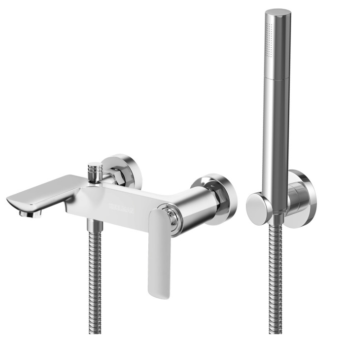 Смеситель для ванны и душа KOHLMAN EXPERIENCE CHROME настенный с изливом (KPL-QW110E)