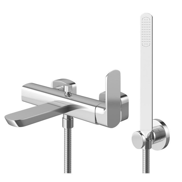 Смеситель для ванны и душа KOHLMAN FOXAL CHROME настенный с изливом (KPL-QW110F)