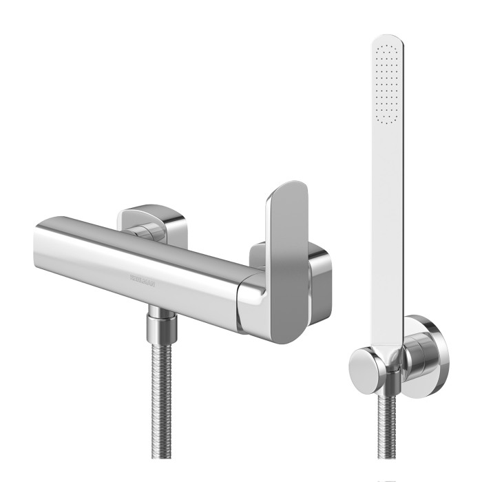 Смеситель для ванны и душа KOHLMAN FOXAL CHROME настенный без излива (KPL-QW120F)