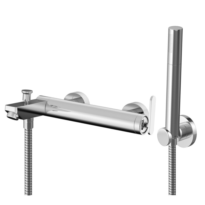 Смеситель для ванны и душа KOHLMAN BOXINE CHROME настенный с изливом (KPL-QW110B)