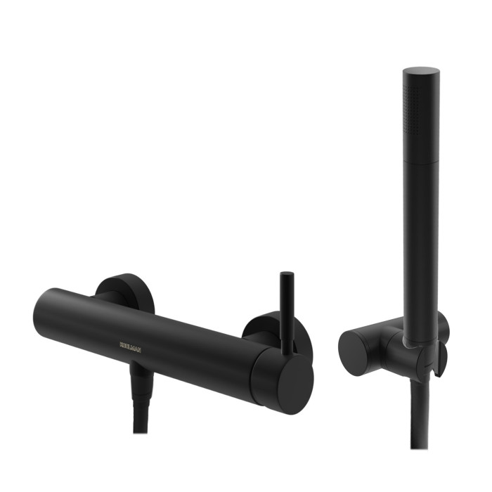 Смеситель для ванны и душа KOHLMAN ROXIN BLACK настенный без излива (KPL-QW120RB)