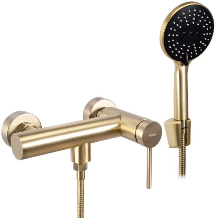Смеситель для ванны и душа REA FOSS BRUSHED GOLD настенный без излива (REA-B5113)