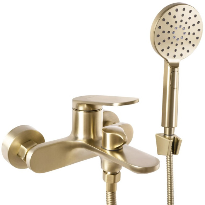Смеситель для ванны и душа REA MARCO BRUSHED GOLD настенный с изливом (REA-B5942)