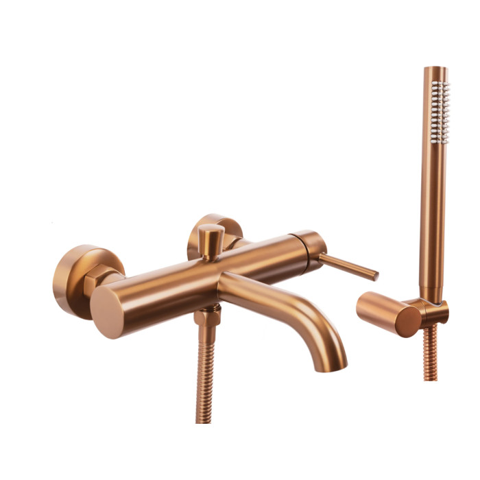 Смеситель для ванны и душа REA LUNGO BRUSHED COPPER настенный с изливом (REA-B1115)
