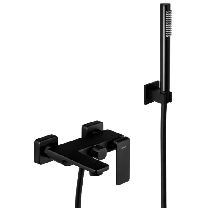 Смеситель для ванны и душа CORSAN TRINO BLACK черный настенный с изливом  (CMZ056)