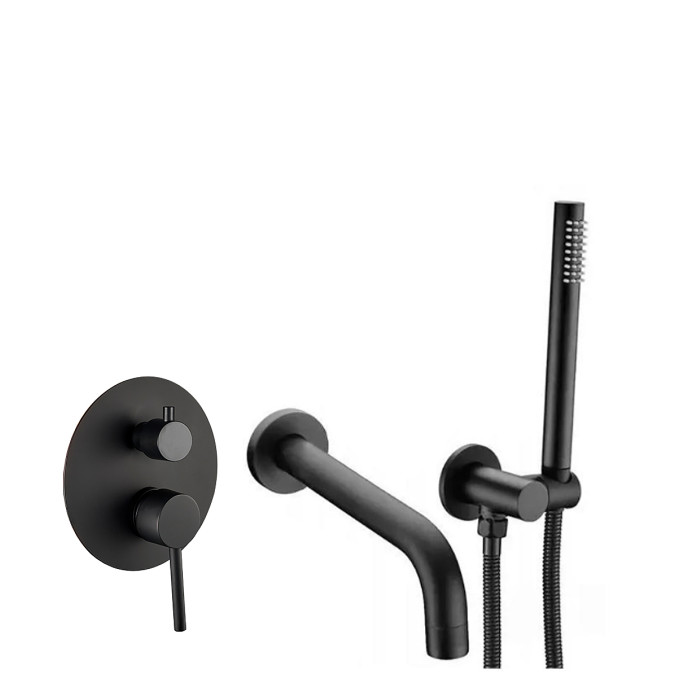 Смеситель для ванны и душа VBI MILANO BLACK скрытого монтажа (VBI-050107BL)