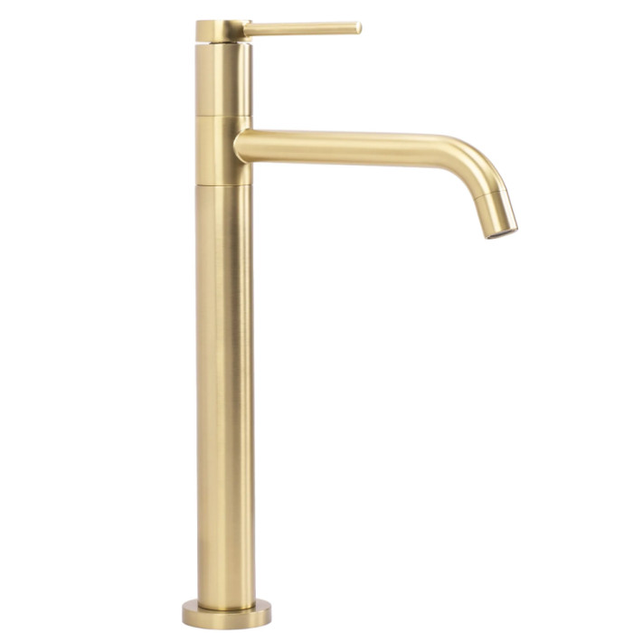 Змішувач для раковини (умивальника) REA LUGANO SLIM BRUSHED GOLD високий * (REA-B4420)
