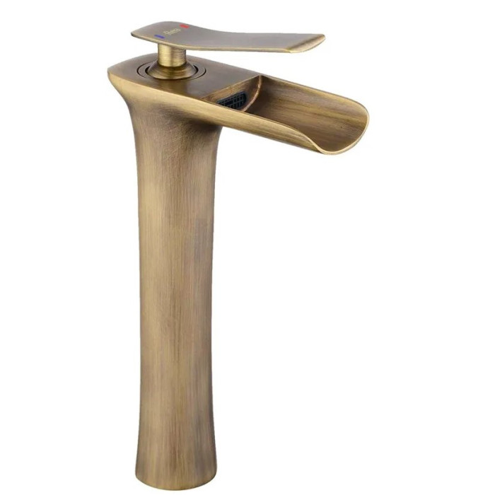 Змішувач для раковини (умивальника) REA LAGUNA ANTIQUE BRUSHED GOLD високий (REA-B8120)
