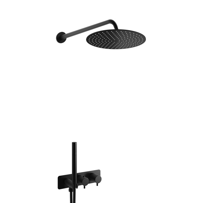 Душевая система KOHLMAN AXEL 30 BLACK с термостатом + BOX скрытого монтажа (KPL-QW265AB30)