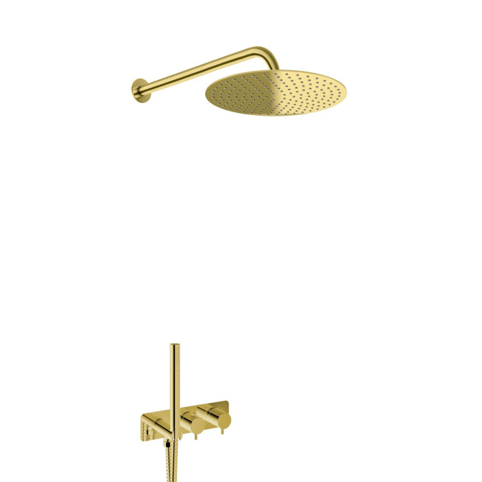 Душевая система KOHLMAN AXEL 25 GOLD с термостатом + BOX скрытого монтажа (KPL-QW265AGD25)