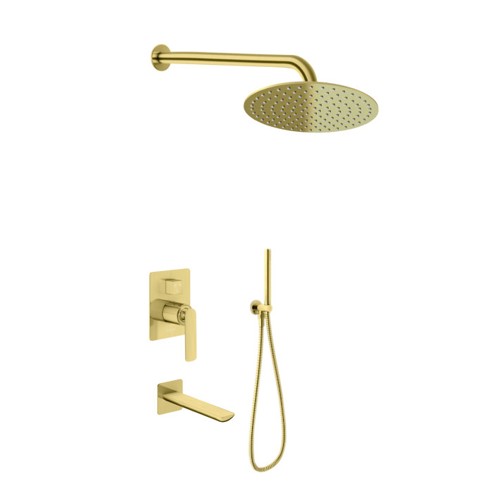 Душевая система KOHLMAN EXPERIENCE 30 BRUSHED GOLD + BOX скрытого монтажа (KPL-QW211EGDBR30)