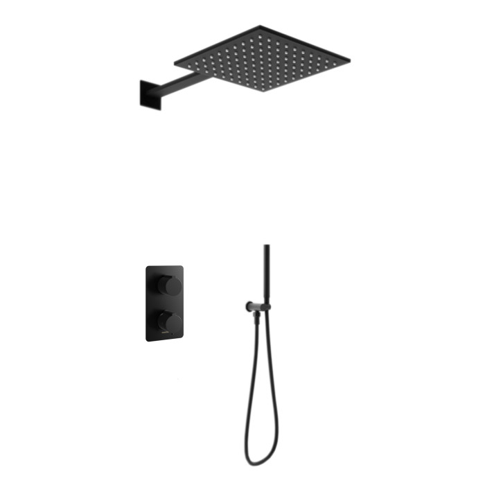 Душевая система KOHLMAN EXPERIENCE 25 BLACK с термостатом + BOX скрытого монтажа (KPL-QW432EBQ25)