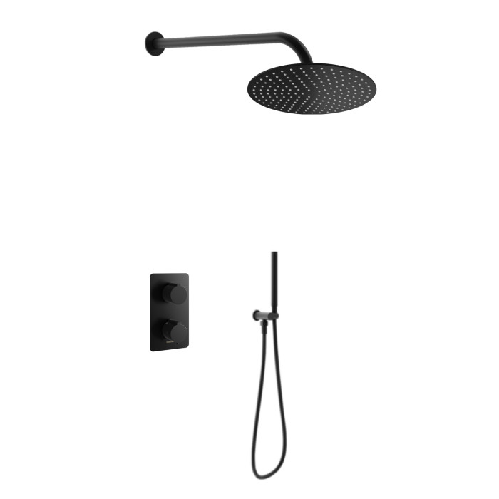 Душевая система KOHLMAN EXPERIENCE 30 BLACK с термостатом + BOX скрытого монтажа (KPL-QW432EBR30)