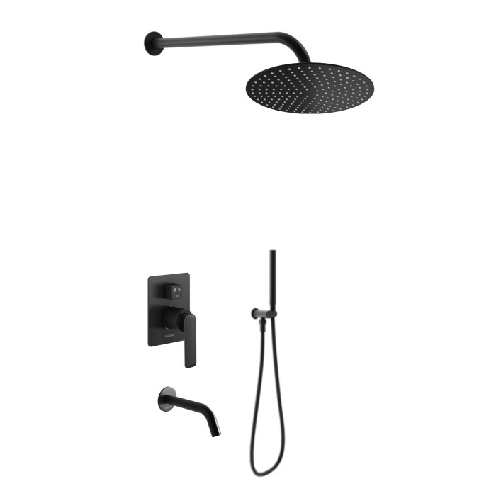 Душевая система KOHLMAN EXPERIENCE 30 BLACK + BOX скрытого монтажа (KPL-QW211EBR30)