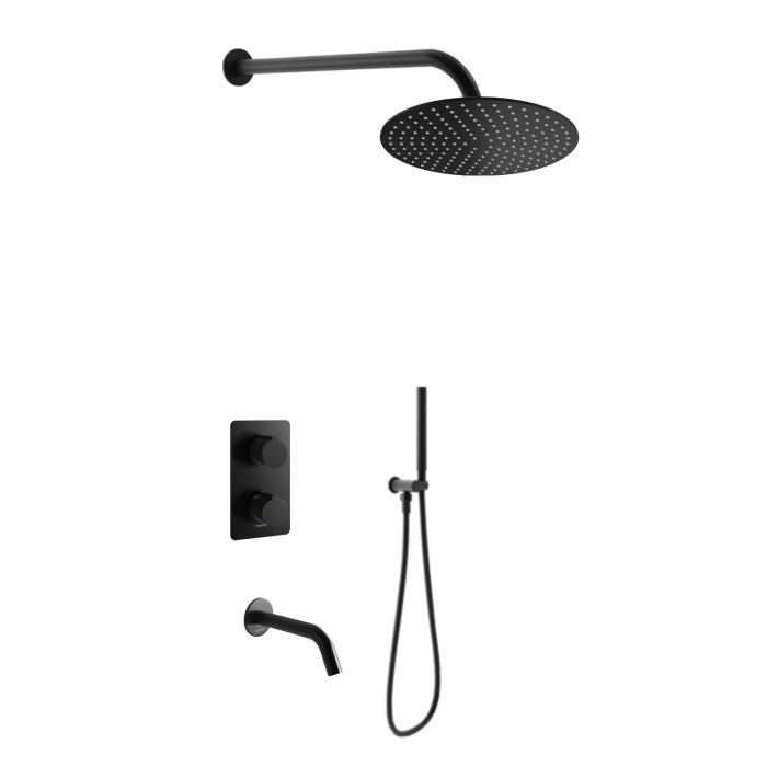 Душевая система KOHLMAN EXPERIENCE 30 BLACK с термостатом + BOX скрытого монтажа (KPL-QW433EBR30)