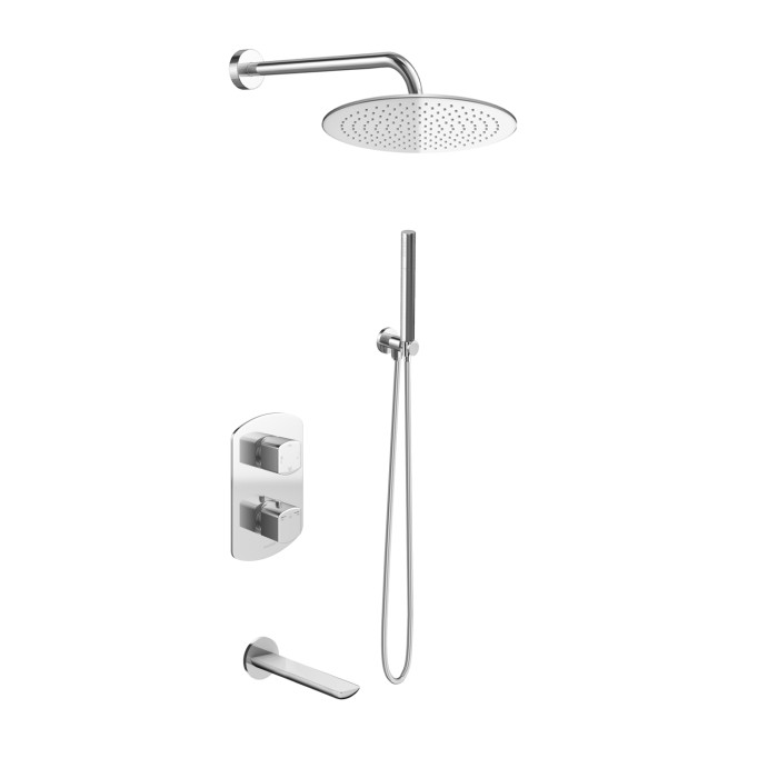 Душевая система KOHLMAN FOXAL 20 CHROME с термостатом + BOX скрытого монтажа (KPL-QW433FR20)
