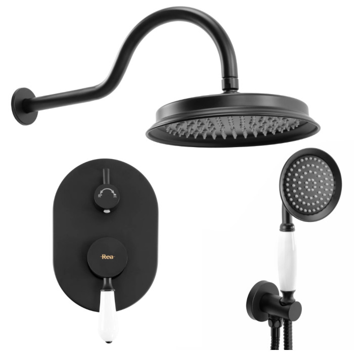 Душова система REA SERRA BLACK + BOX прихованого монтажу (REA-B1143)