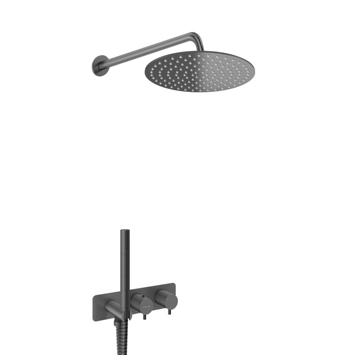 Душевая система KOHLMAN AXEL 30 GRAPHITE с термостатом + BOX скрытого монтажа (KPL-QW265AG30)