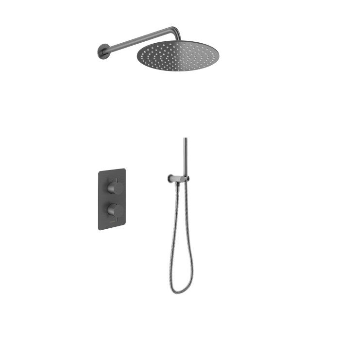 Душевая система KOHLMAN AXEL 25 GRAPHITE с термостатом + BOX скрытого монтажа (KPL-QW432AG25)