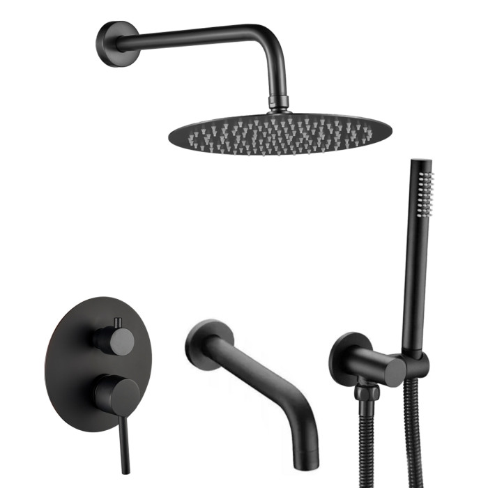Душевая система с изливом VBI MILANO BLACK скрытого монтажа  (VBI-050110BL)