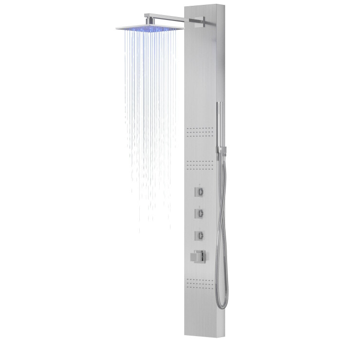 Душевая панель CORSAN NEO INOX LED с термостатом (S060TSLLED)