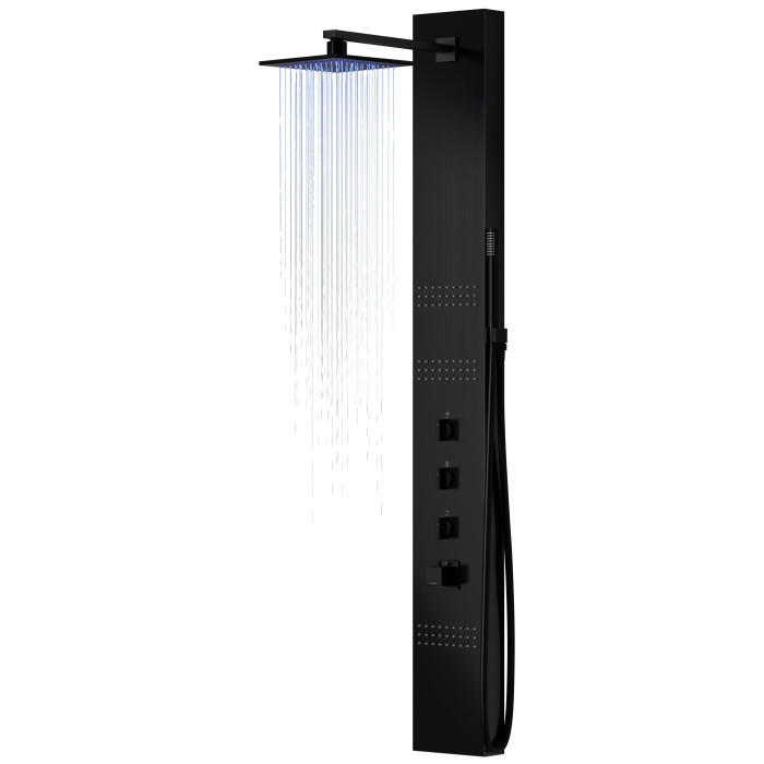 Душевая панель CORSAN NEO BLACK LED с термостатом (S060TBLLED)