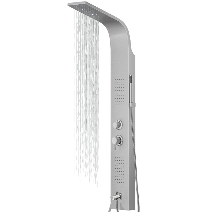 Душевая панель CORSAN ALTO SILVER LED с изливом (A017MSLLEDW)