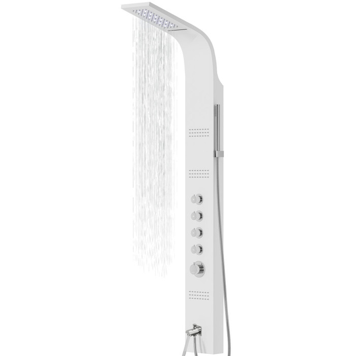 Душевая панель CORSAN KASKADA WHITE LED с изливом и термостатом (A014TWLEDW)