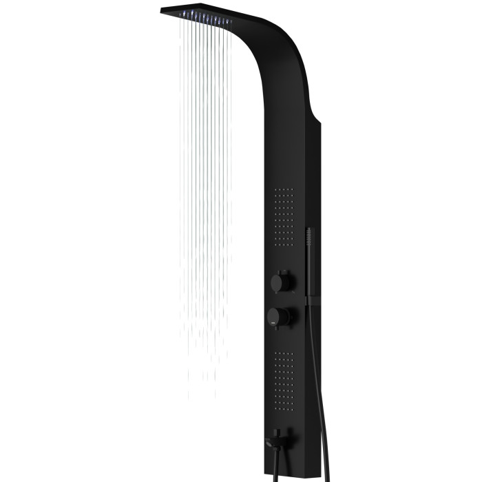 Душевая панель CORSAN FESTO BLACK LED с изливом (S046MBLLEDW)