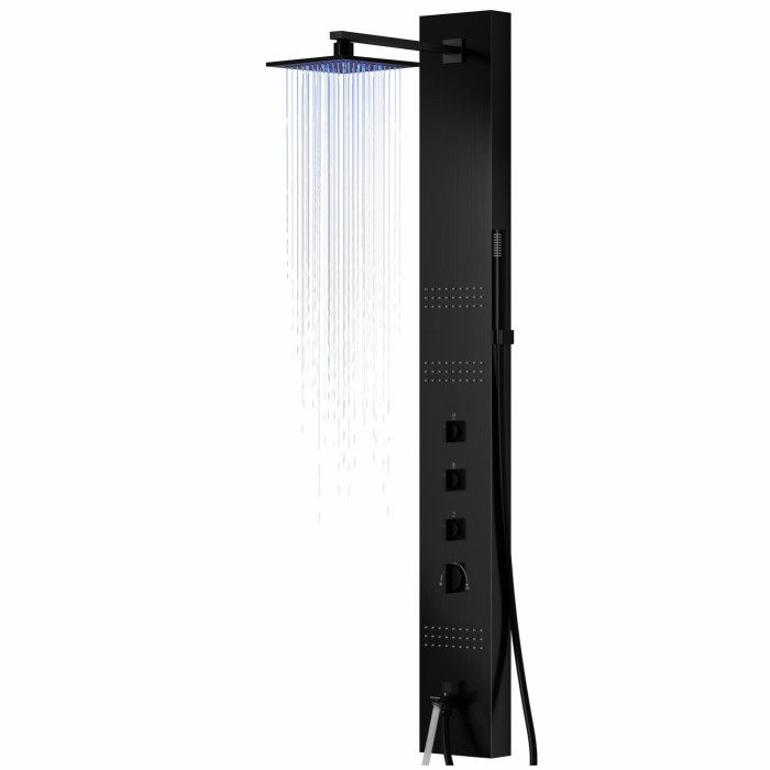 Душевая панель CORSAN NEO BLACK LED с изливом (S060MBLLEDW)
